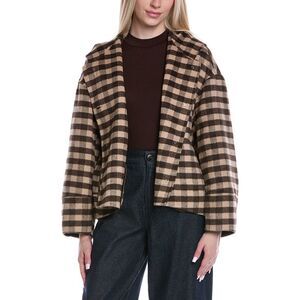 Color Block Womens  Wool-Blend Jacket, Brown